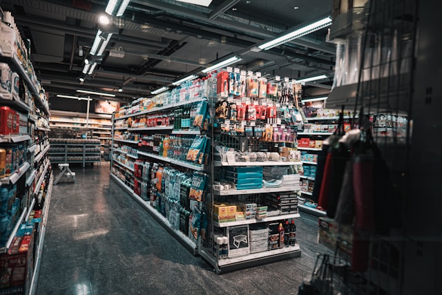 A brightly lit convenience store interior, emphasizing safety and good business practices for insurance